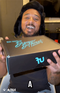 Man holding FU Beauty Product