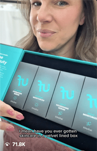 Woman holding the FU Beauty Product